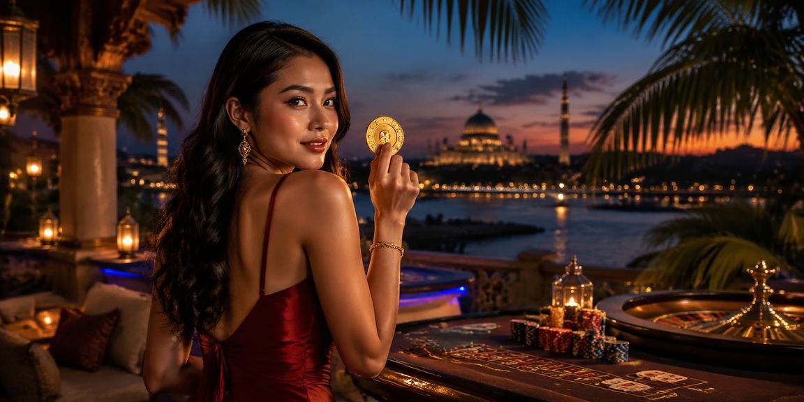 Suasana kasino hiburan terkini di Putrajaya dengan neon merah jingga bercahaya